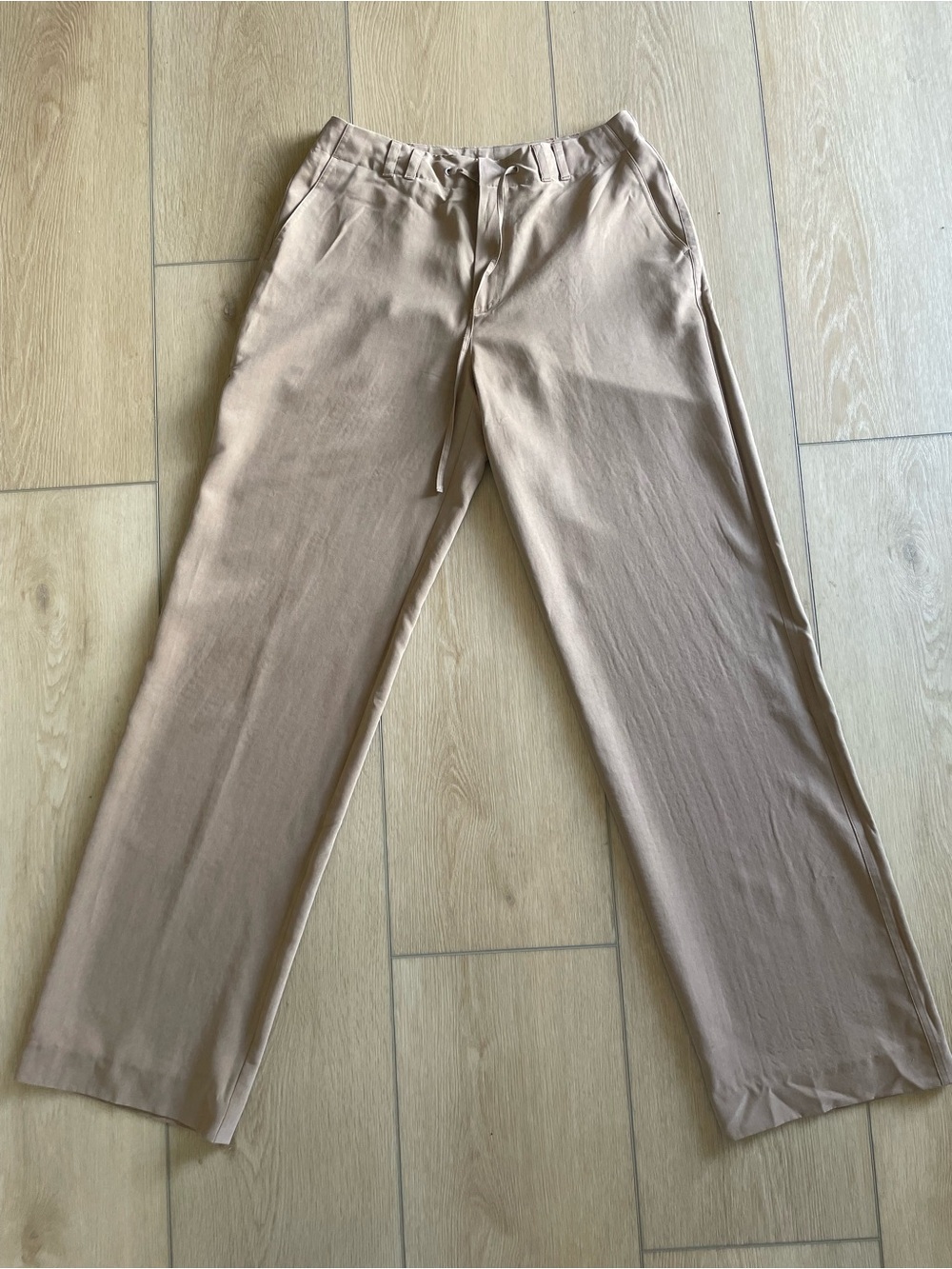 Women’s 100% silk  Beige Straight-Leg trouser Pants - Casual Everyday Wear
